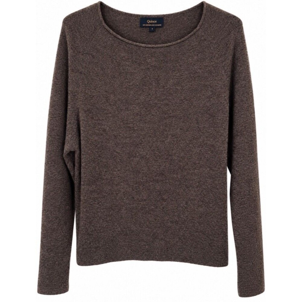 Quince 100% Mongolion Cashmere Boatneck Sweater Small Brown Quiet Luxury Soft